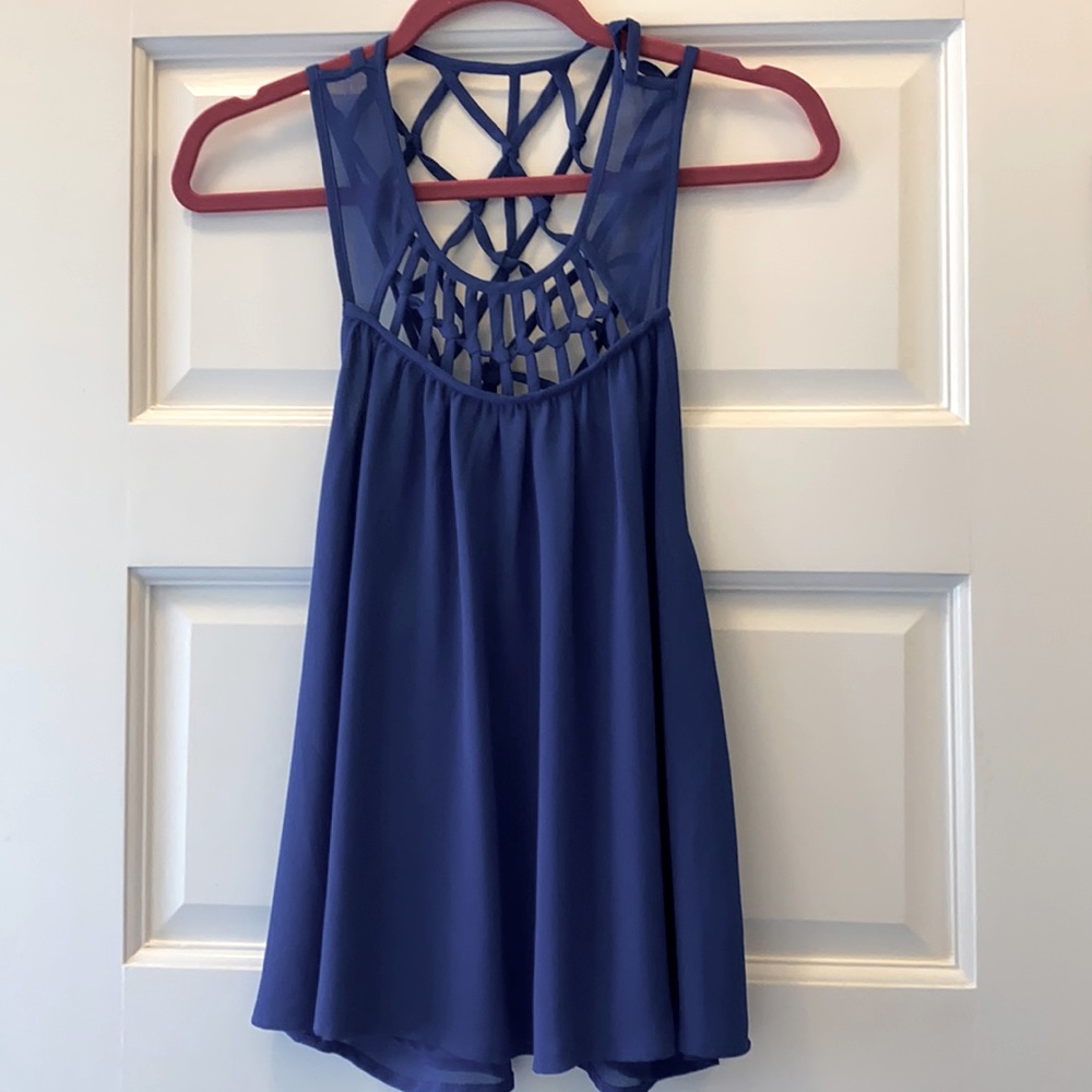 Naked Zebra roal blue strappy polyester tank